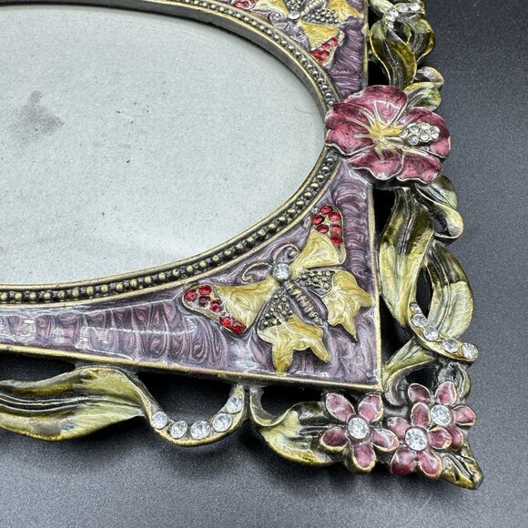 Enamel Jeweled Butterfly Flower Rhinestones Picture Frame Pier 1? Metal Purple - Picture 14 of 16